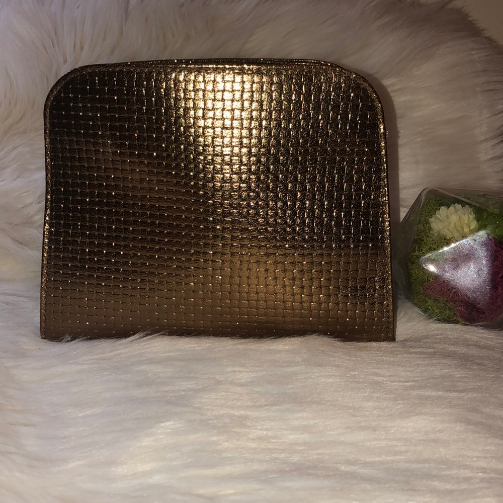 Lancome gold cosmetic bag